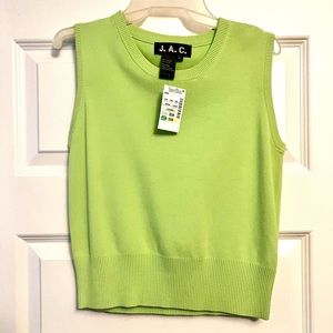 NWT Vest J.A.C. Lime Green Sleeveless Women XL Viscose Nylon $35 Stretch Casual